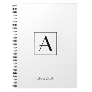 Carnet Monogramme Initial Script Noir et Blanc Profession