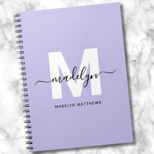Carnet Monogramme Initial Violet Personnalisé