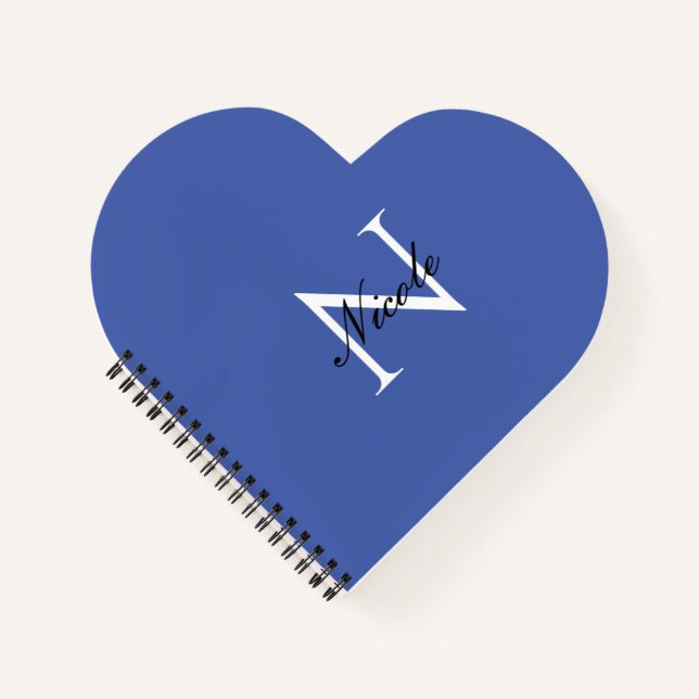 Carnet Monogramme Initiale Manuscrite Nom Propre Bleu (Devant)