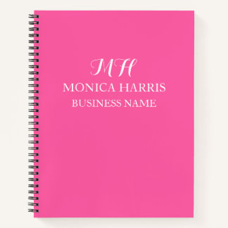 Carnet Monogramme Initiale Rose Professionnel Entreprise