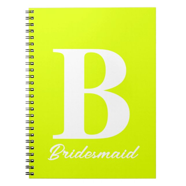 Carnet Monogramme jaune fluorescent Mariage (Devant)