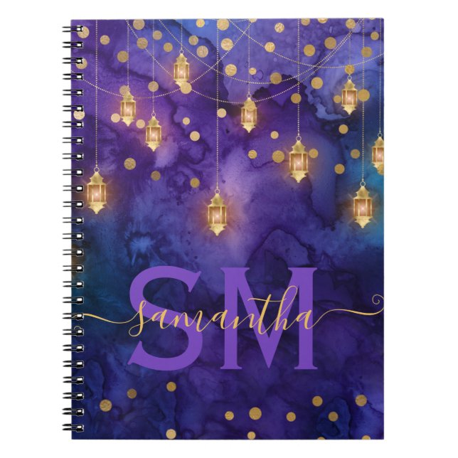 Carnet Monogramme jaune violet et bleu (Devant)