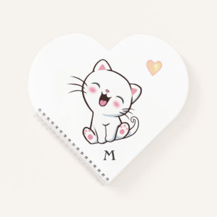 Carnet Monogramme & joli chat sur fond blanc