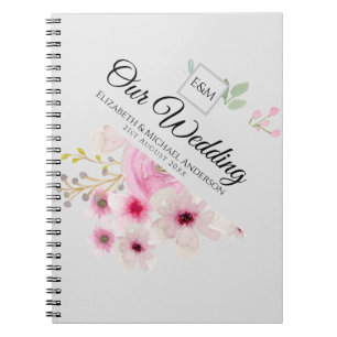 Carnet Monogramme Mariage Couple Rose Blush Floral