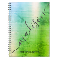 Monogramme métallique Ombre vert moderne Script