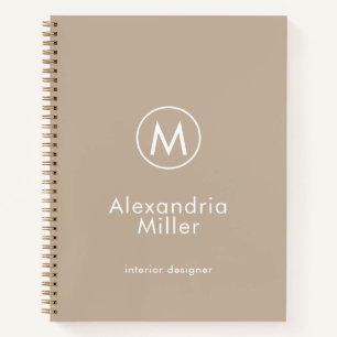Carnet Monogramme minimal beige élégant