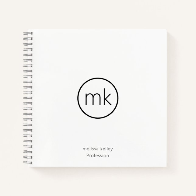 Carnet Monogramme minimal professionnel blanc nettoyant i (Devant)