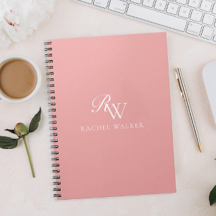Carnet Monogramme minimaliste élégant rose