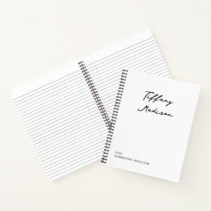 Carnet Monogramme Minimaliste Noir et Blanc Nom Année Per