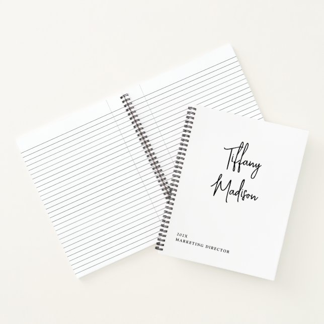 Carnet Monogramme Minimaliste Noir et Blanc Nom Année Per (Intérieur)