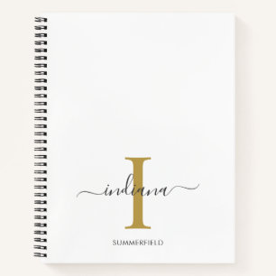 Carnet Monogramme Minimaliste Or Gris Nom Script