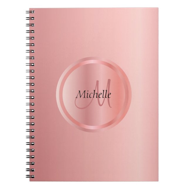 Carnet Monogramme Modèle élégant Rose personnalisé (Devant)