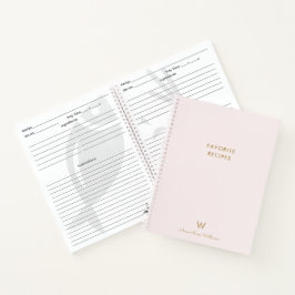 Carnet Monogramme moderne Blush Pink Gold Script