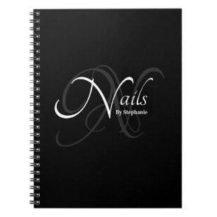 Carnet Monogramme moderne élégant Nom Clou Artiste Noir