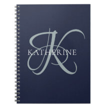 Monogramme moderne élégant Script Marine Bleu