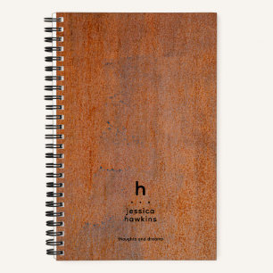 Carnet Monogramme Moderne en Acier Rouillé Patiné Tendanc