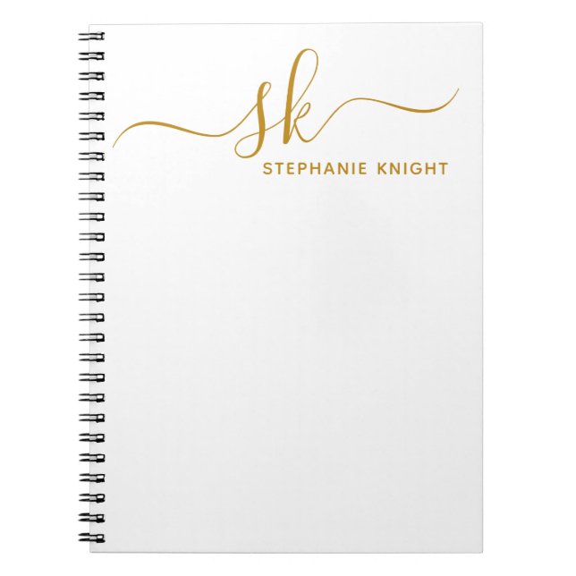 Carnet Monogramme Moderne en Or Calligraphie Personnalisé (Devant)
