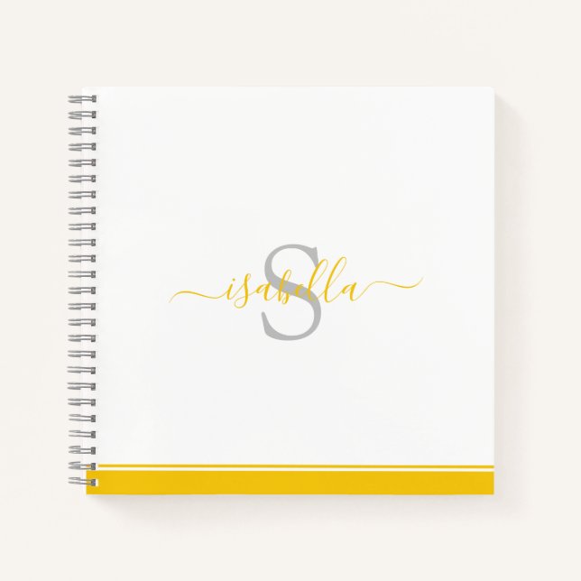 Carnet Monogramme moderne Jaune (Devant)