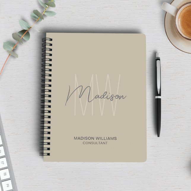 Carnet Monogramme moderne Logo Beige Consultant (Modern Monogram Logo Beige Consultant Notebook)