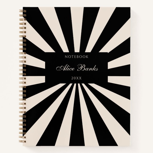 Carnet Monogramme Moderne Mid Sunrise & Script (Devant)