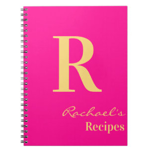 Carnet Monogramme moderne minimal Nom Hot Rose Recette