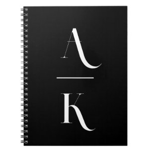 Carnet monogramme moderne noir et blanc
