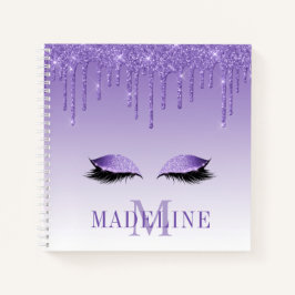 Carnet Monogramme moderne Parties scintillant violet mode