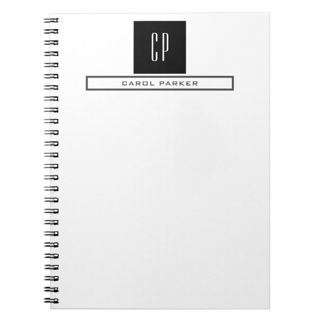 Carnet Monogramme Moderne Professionnel Nom Simple (Devant)