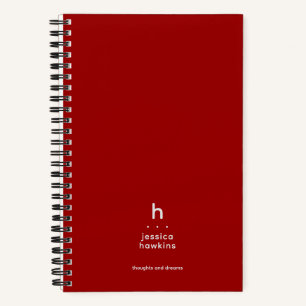 Carnet Monogramme Moderne Rouge Cramoisi Tendance