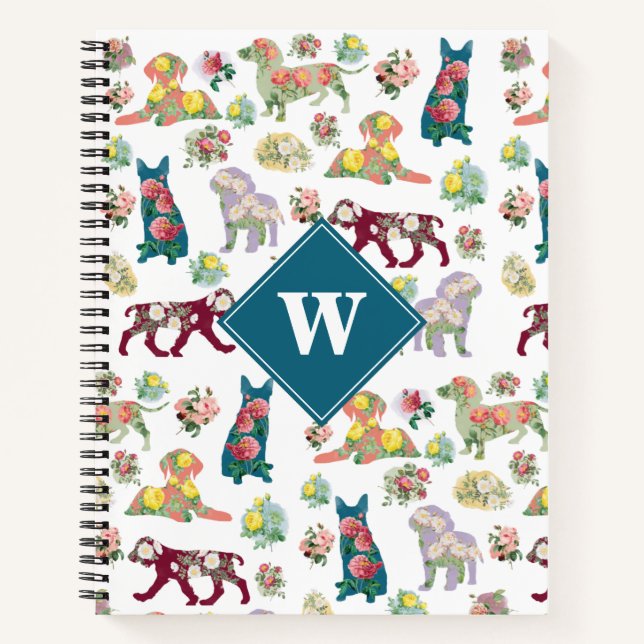 Carnet Monogramme Motif  d'aquarelle Vintage (Devant)