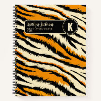 Monogramme Motif de rayures de tigre orange noir