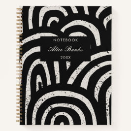 Carnet Monogramme Motif et script d'arche noire moderne