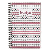 Carnet Monogramme Motif rose personnalisé