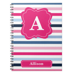 Carnet Monogramme nautique de rayures