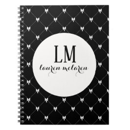 Carnet Monogramme Noir & Blanc à Nœud