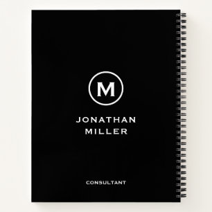 Carnet Monogramme noir blanc gauche initial