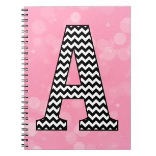 Carnet Monogramme noir et blanc Chevron "A"