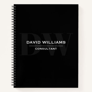Carnet Monogramme noir et blanc professionnel minimal