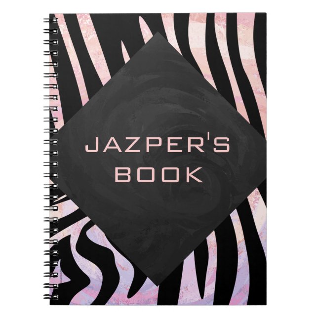 Carnet Monogramme noir et rose Zebra (Devant)
