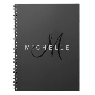 Carnet Monogramme noir professionnel Gris Votre nom
