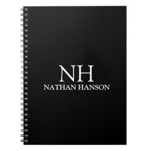 Carnet Monogramme noir simple moderne