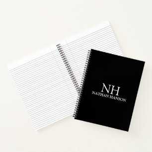 Carnet Monogramme noir simple moderne