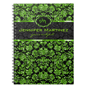 Carnet Monogramme noir & vert en métal et en métal