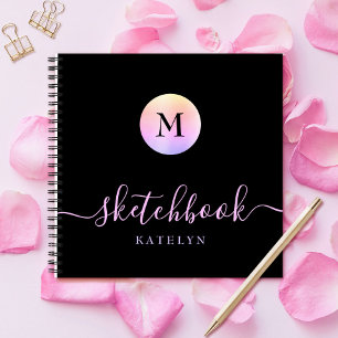 Carnet Monogramme noir violet rose Ombre simple
