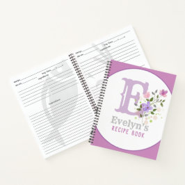 Carnet Monogramme & nom avec fleurs