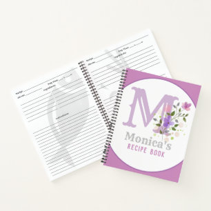 Carnet Monogramme & Nom avec Fleurs