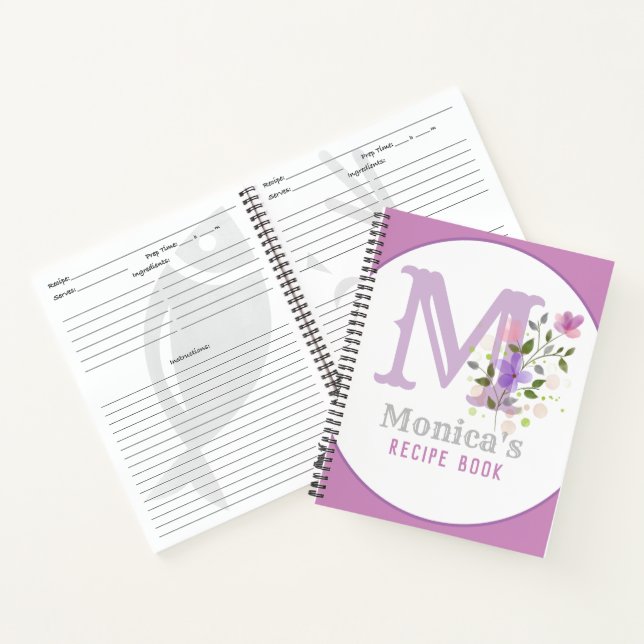 Carnet Monogramme & Nom avec Fleurs (Intérieur)
