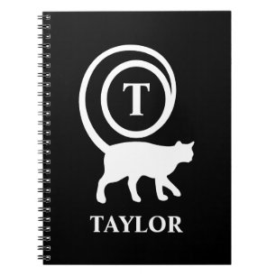 Carnet Monogramme Nom Initial Chat Chaton Amoureux Noir B