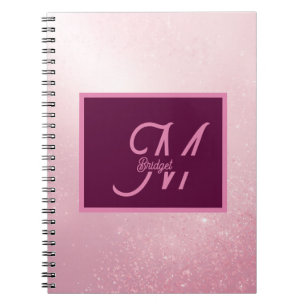 Carnet Monogramme ombré girlie rose féminin doux et scint