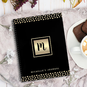 Carnet Monogramme or feuille d'or script points moderne g
